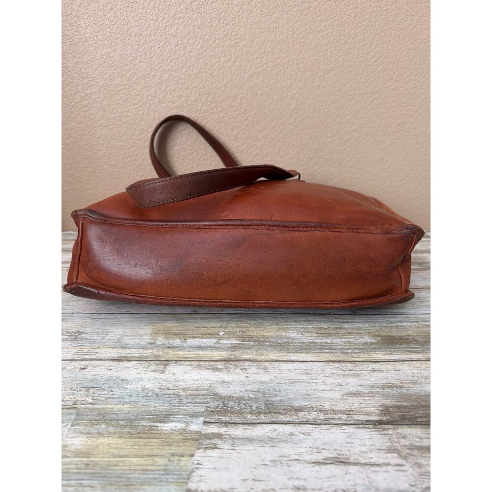 1970s 80s Coach 399-0645 Glove Tanned British Tan Marketing Tote Bag NYC w/FLAWS - Picture 6 of 15